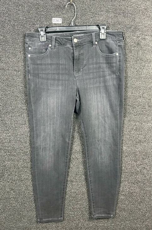 Liverpool Jeans Denim - Liverpool Petite The Skinny Black Faded Mid Rise Stretch Denim Jeans Womens 12P